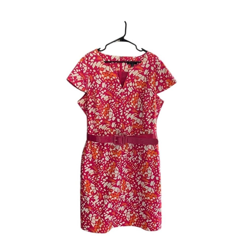 Eden Court Women's Plus Size‎ 18 W Pink Floral Sheath Dress Knee Length